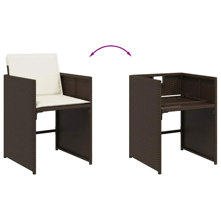 Ensemble à manger de jardin et coussins 17 pcs marron rotin - 7