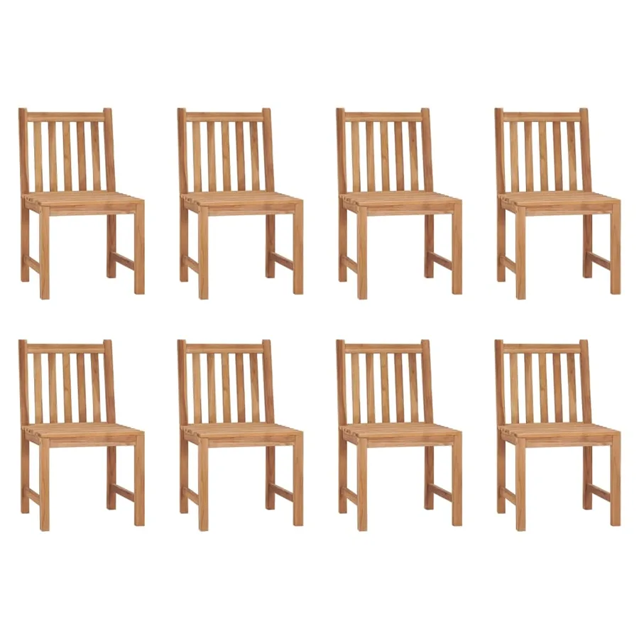 Chaises de jardin lot de 8 avec coussins Bois de teck massif - 2