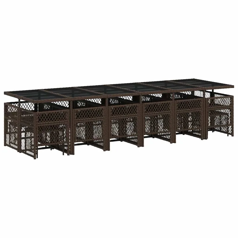 Ensemble à manger de jardin et coussins 17 pcs marron rotin - 6