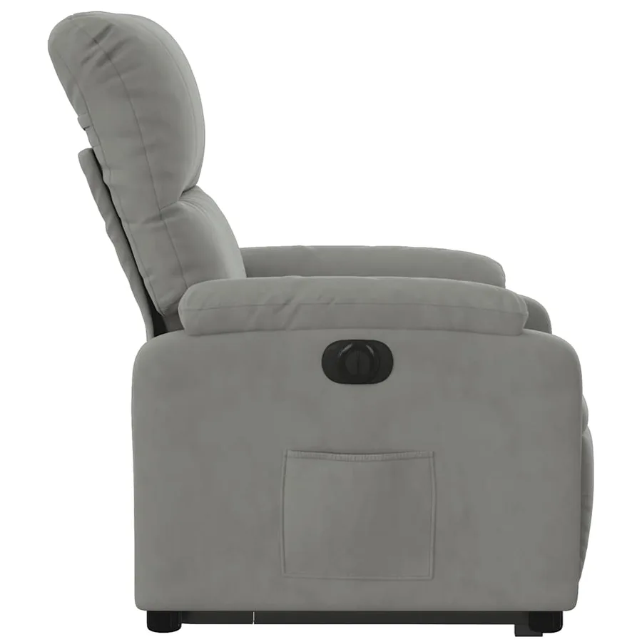 Fauteuil inclinable électrique gris clair tissu microfibre - 10