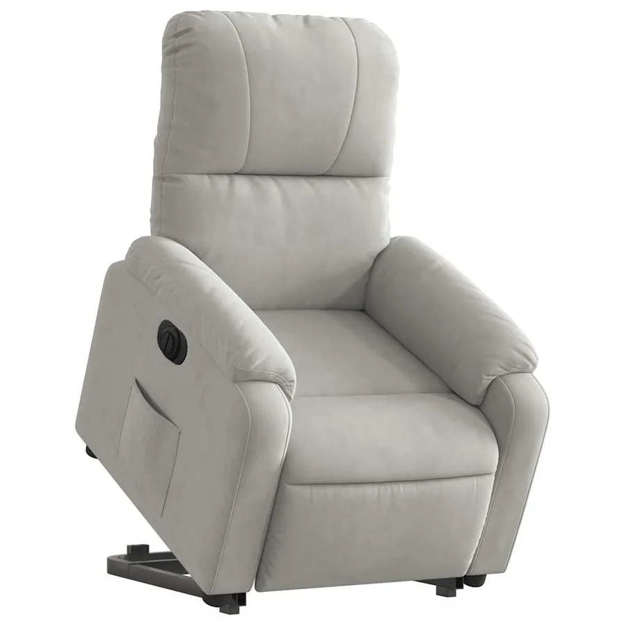 Fauteuil inclinable électrique gris clair tissu microfibre - 3