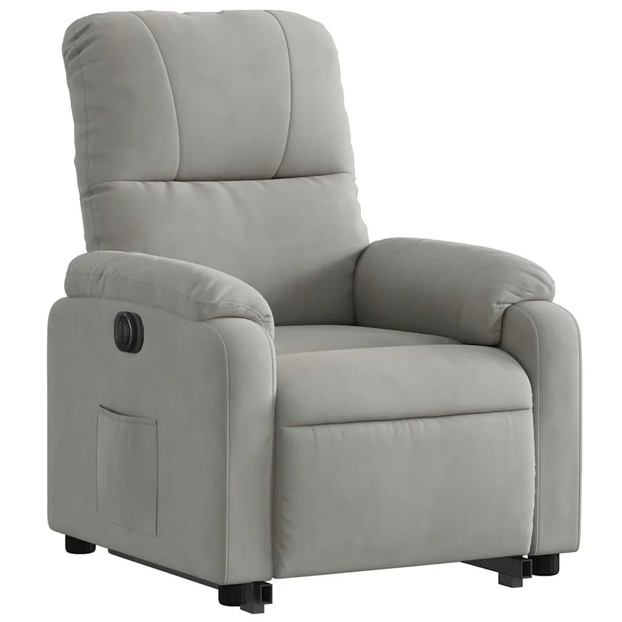 Fauteuil inclinable électrique gris clair tissu microfibre - 4