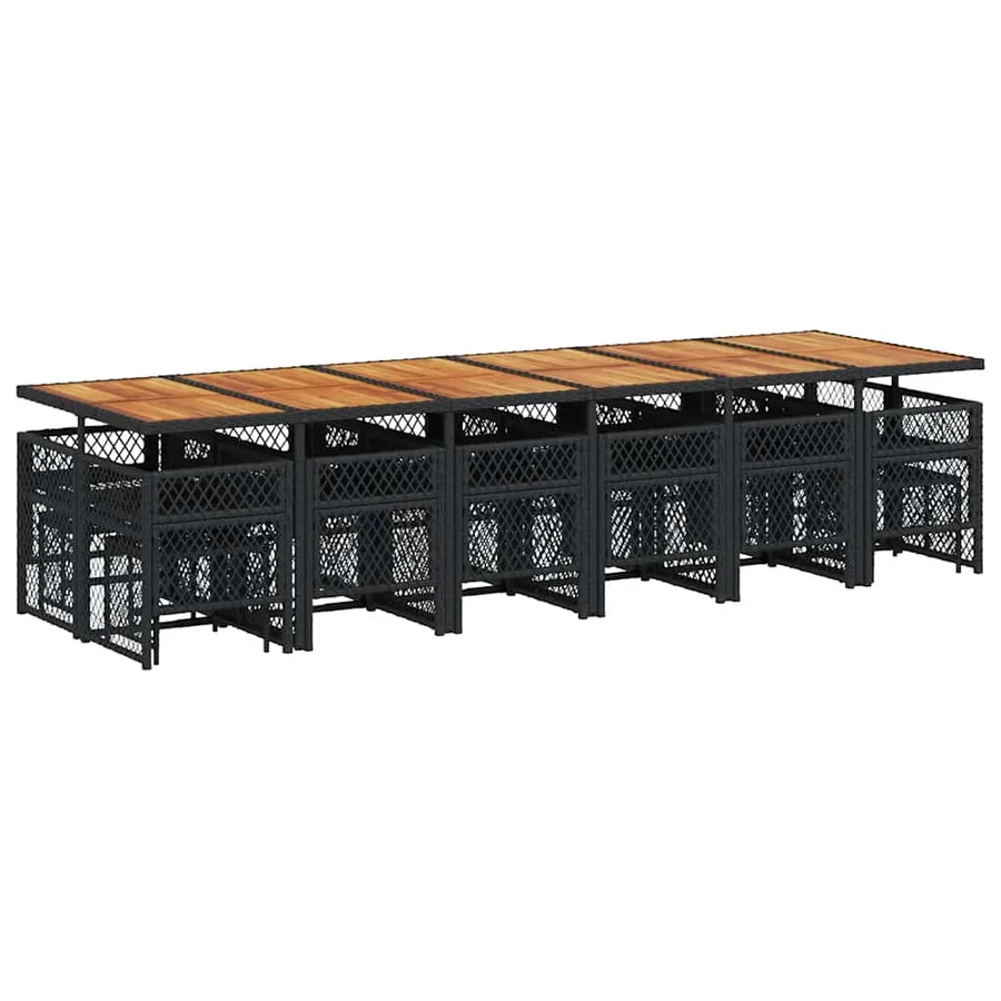 Ensemble à manger de jardin 17 pcs coussins noir résine tressée - 6