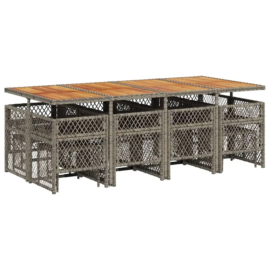 Ensemble à manger de jardin coussins 13 pcs gris résine tressée - 6