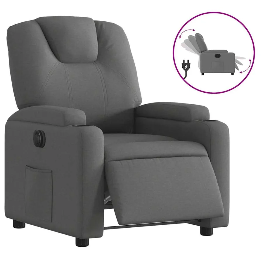 Fauteuil inclinable électrique Gris foncé Tissu - 2