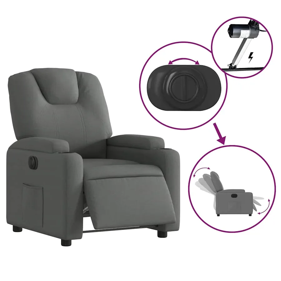 Fauteuil inclinable électrique Gris foncé Tissu - 5