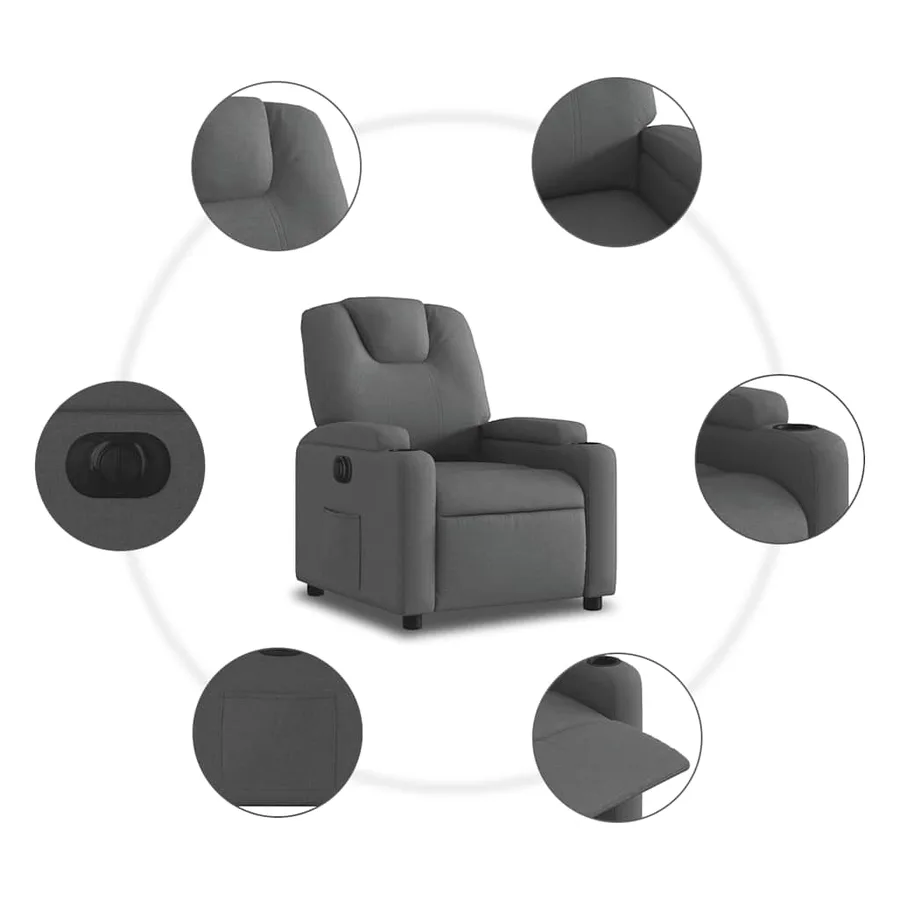 Fauteuil inclinable électrique Gris foncé Tissu - 7