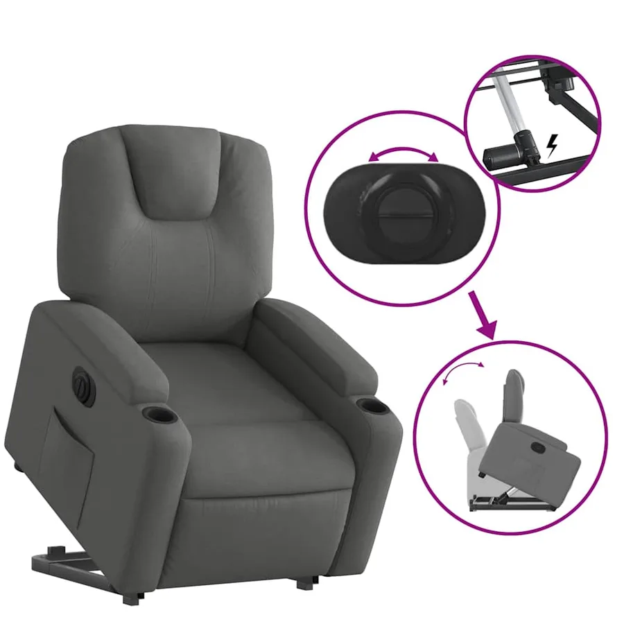 Fauteuil inclinable électrique gris foncé tissu - 11