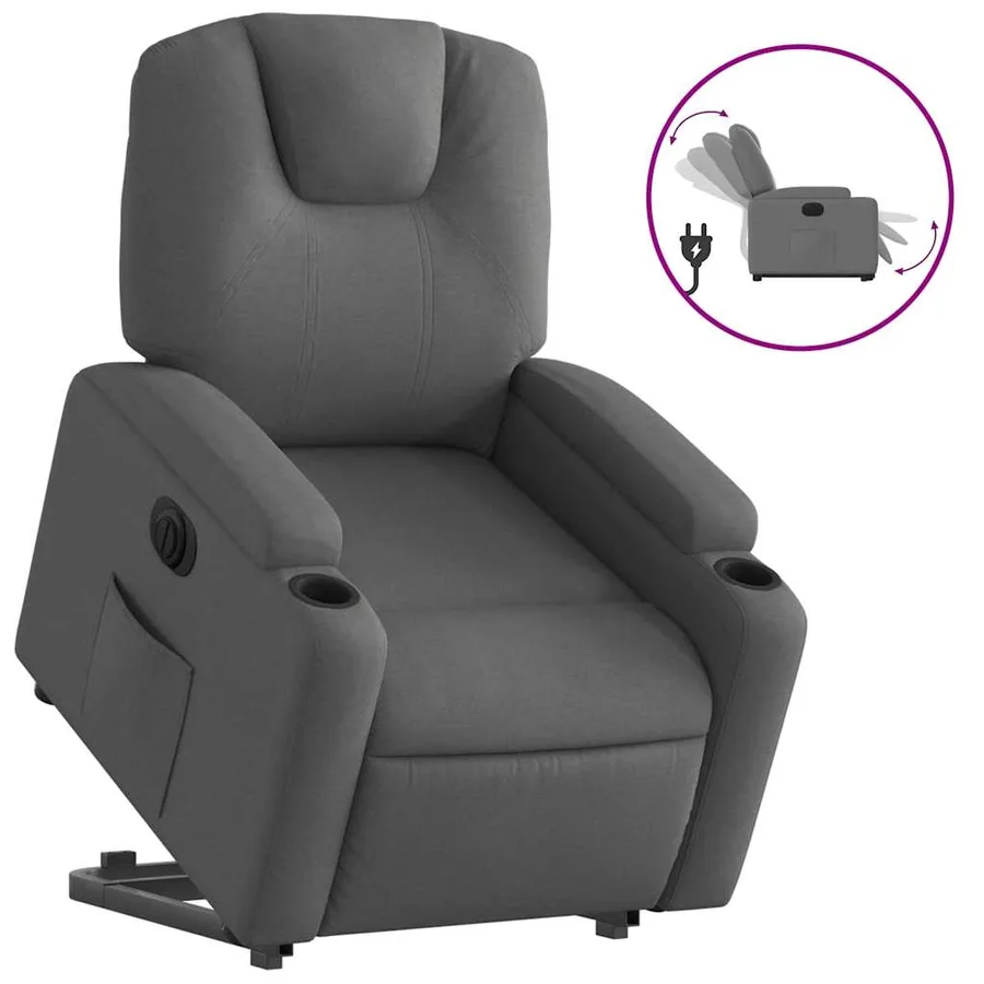 Fauteuil inclinable électrique gris foncé tissu - 2