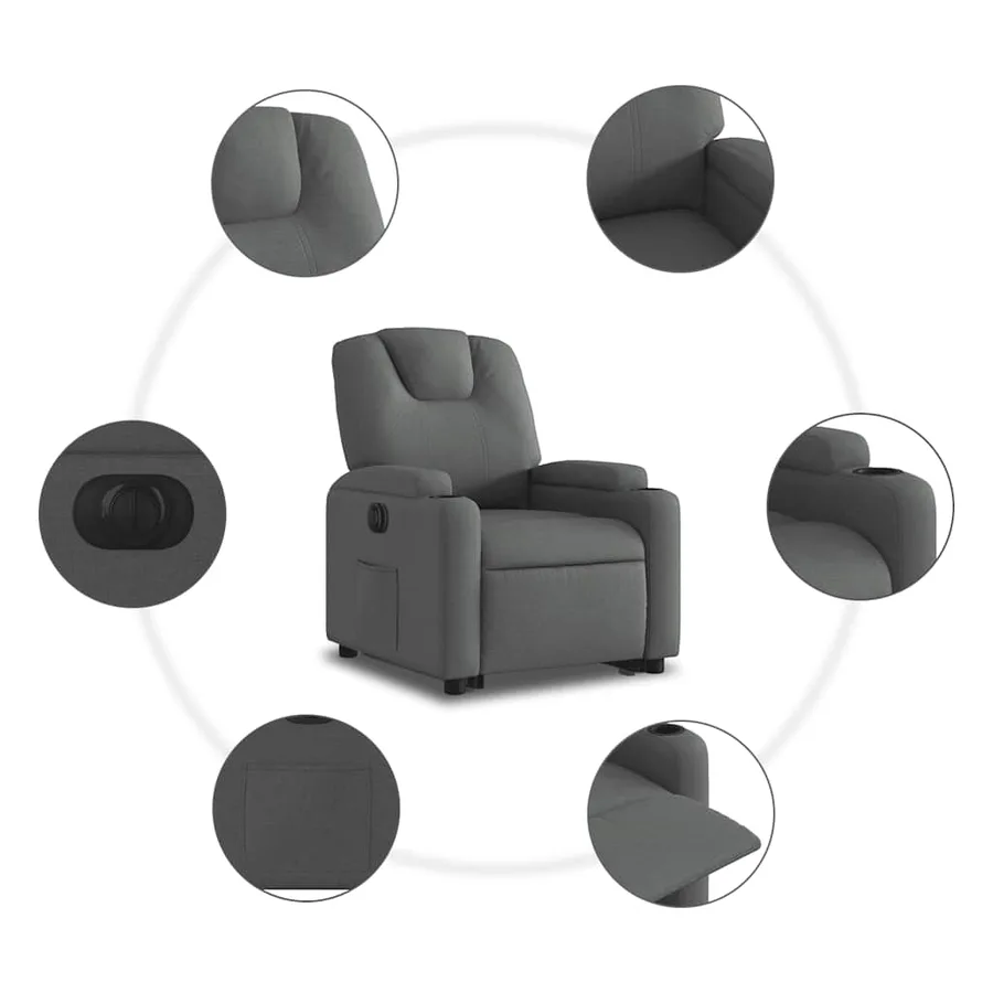 Fauteuil inclinable électrique gris foncé tissu - 8