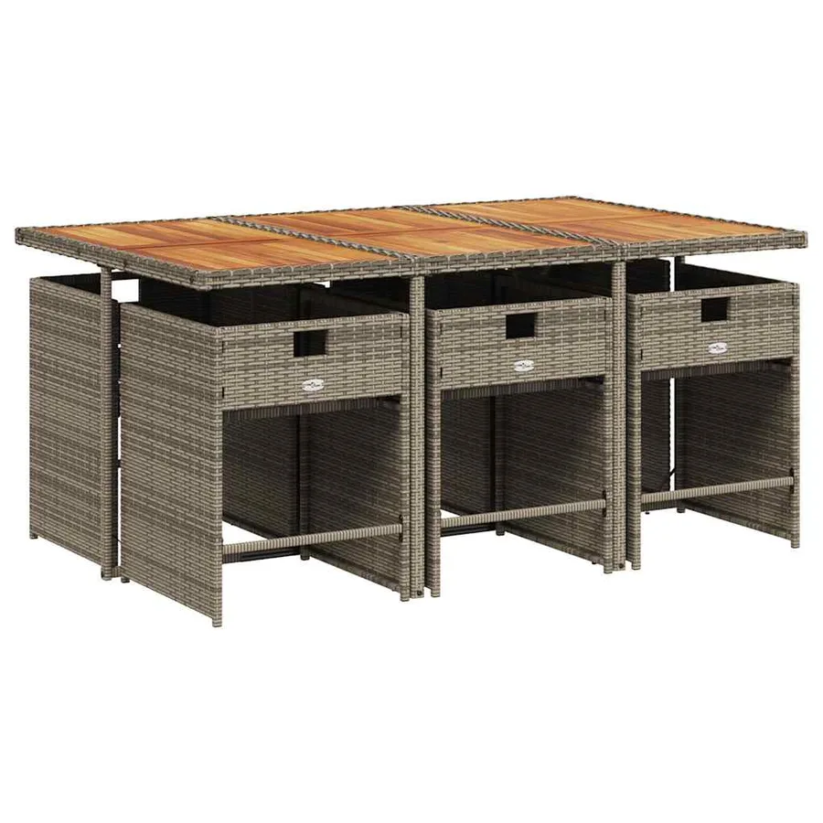 Ensemble à manger de jardin et coussins 7 pcs gris rotin - 3