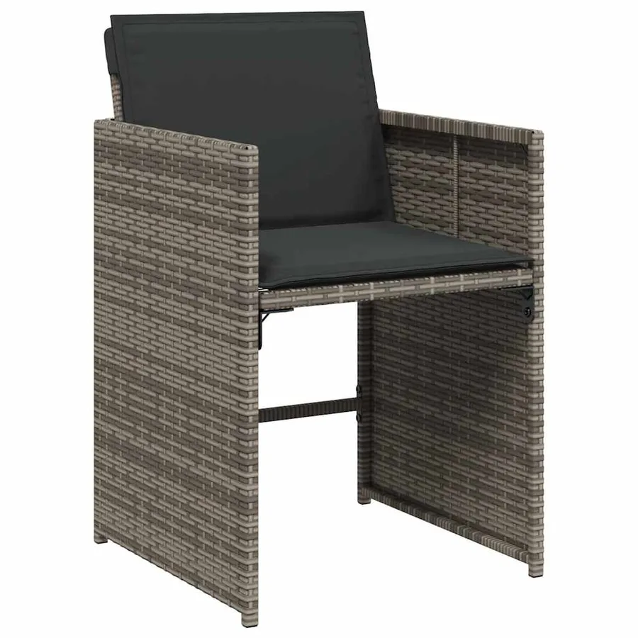 Ensemble à manger de jardin 11pcs avec coussins gris poly rotin - 5