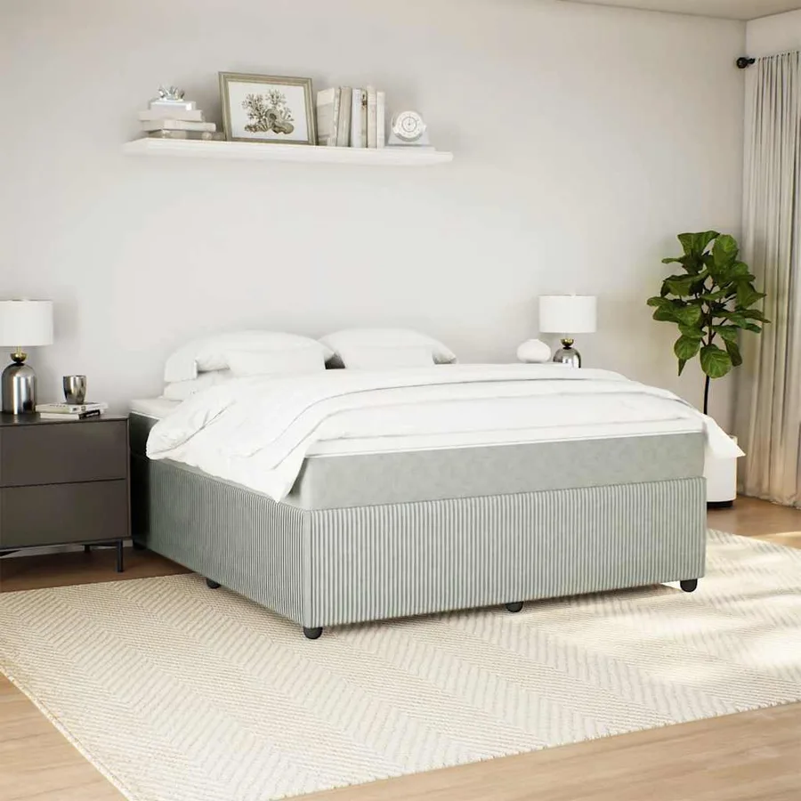 Sommier à lattes de lit et matelas Gris clair 180x200cm Velours - 3
