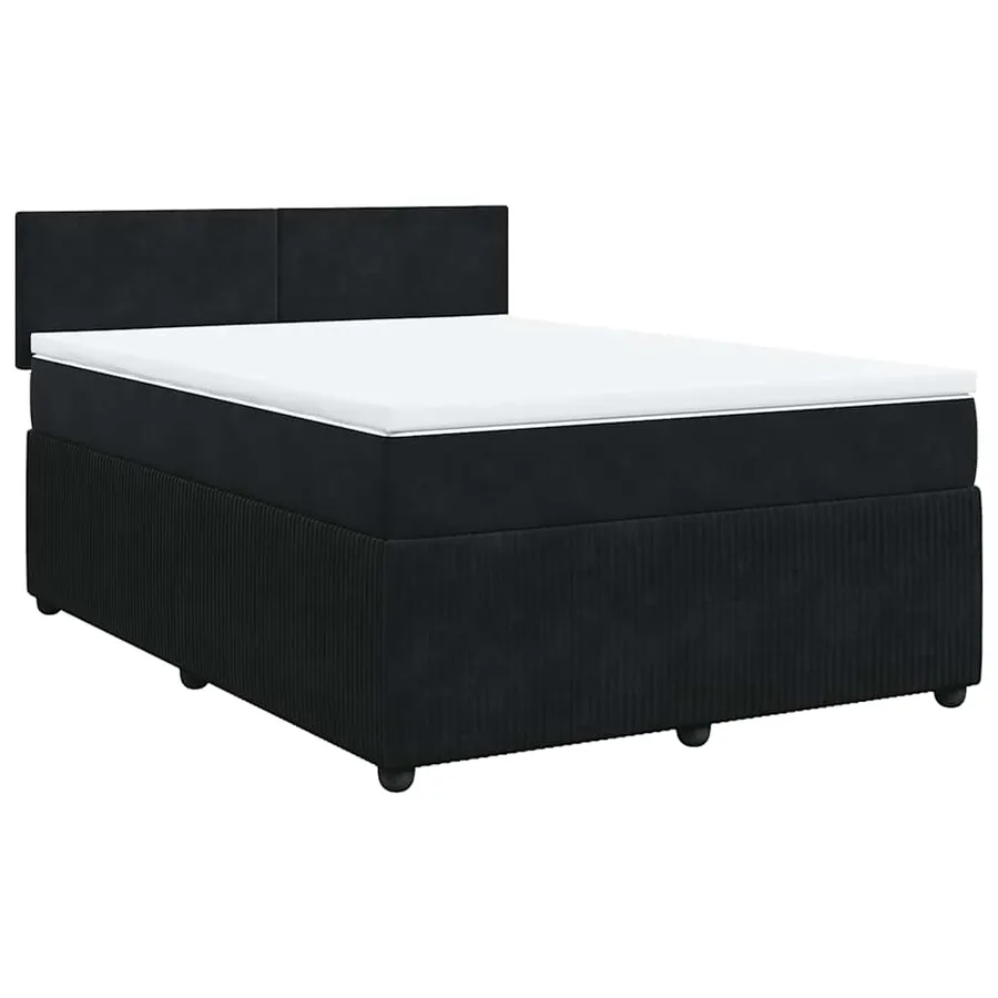 Sommier à lattes de lit avec matelas Noir 140x200 cm Velours - 2