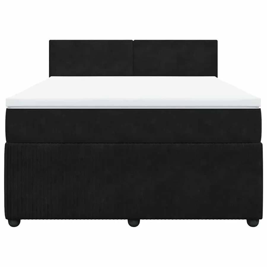Sommier à lattes de lit avec matelas Noir 140x200 cm Velours - 4