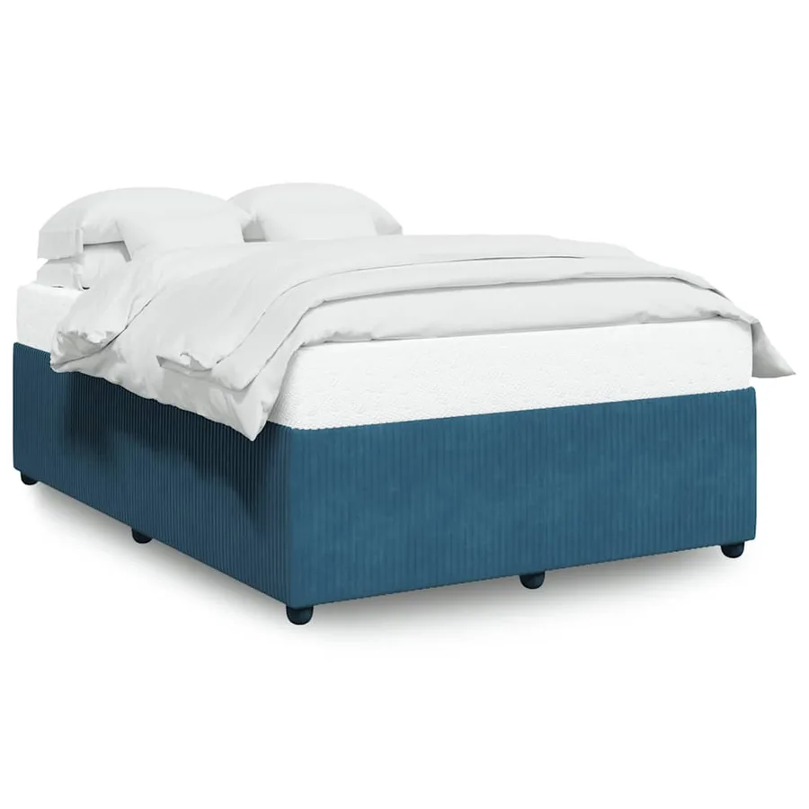 Cadre de lit sans matelas bleu 160x200 cm velours - 2