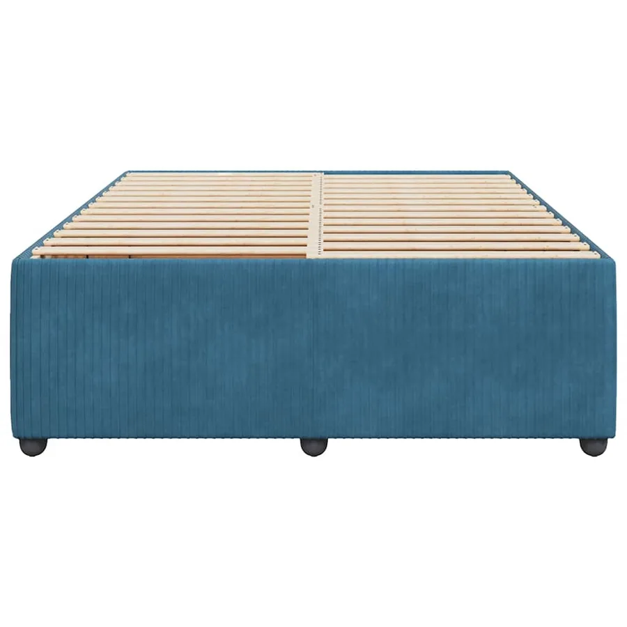 Cadre de lit sans matelas bleu 160x200 cm velours - 4