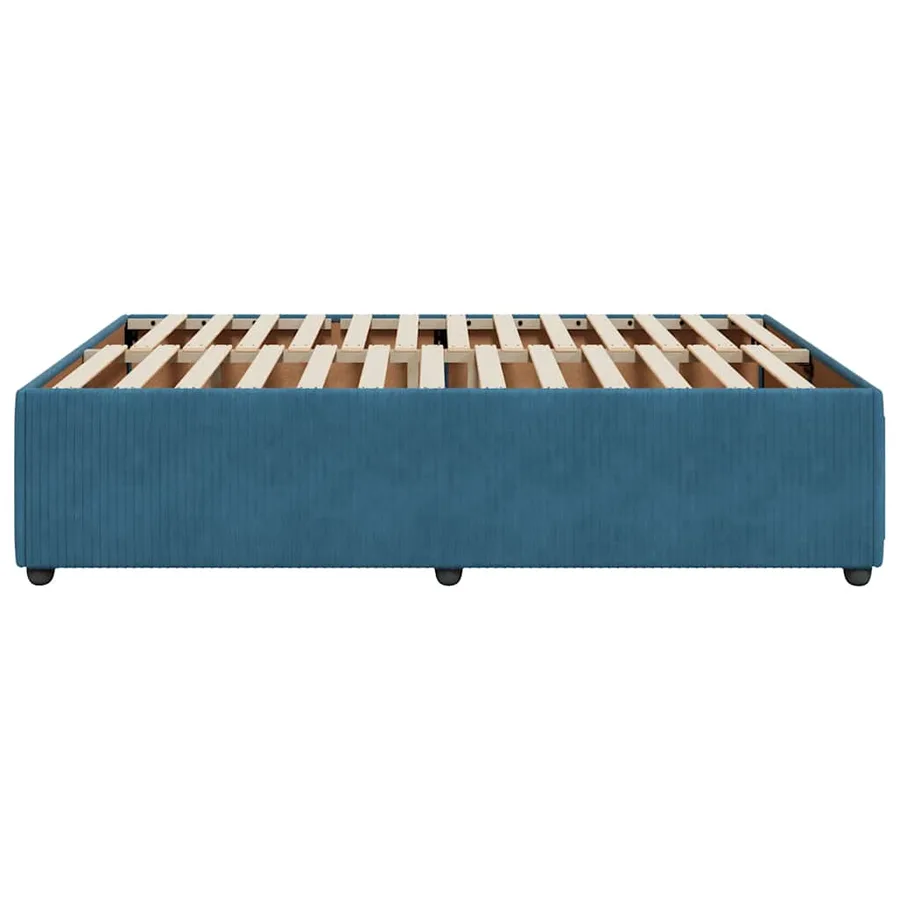 Cadre de lit sans matelas bleu 160x200 cm velours - 5