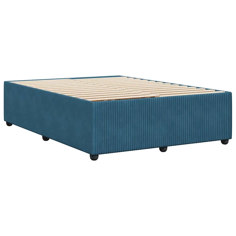 Cadre de lit sans matelas bleu 160x200 cm velours - 6