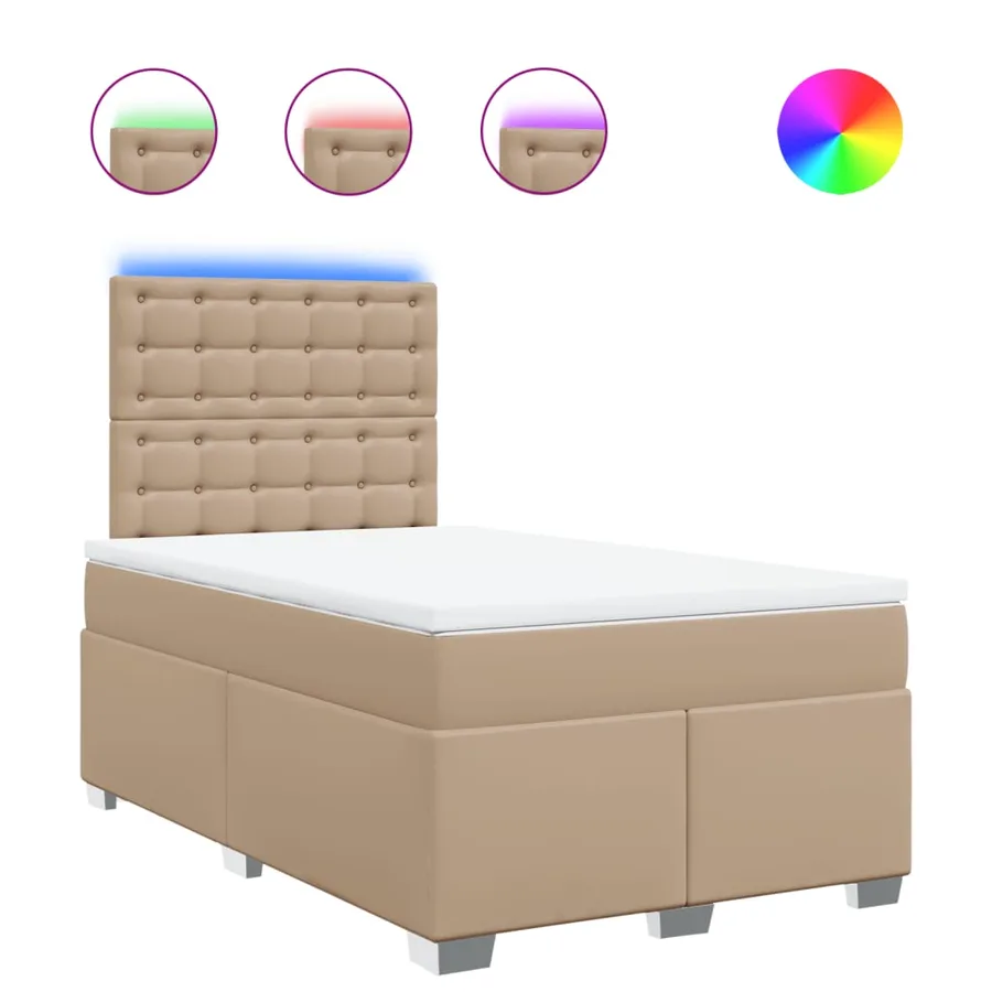 Sommier à lattes de lit matelas cappuccino 120x190cm similicuir - 2