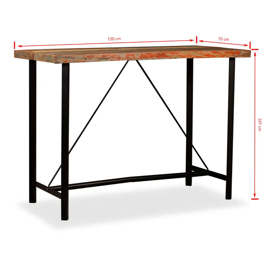 Ensemble de bar 7 pcs Bois massif recyclé - 14