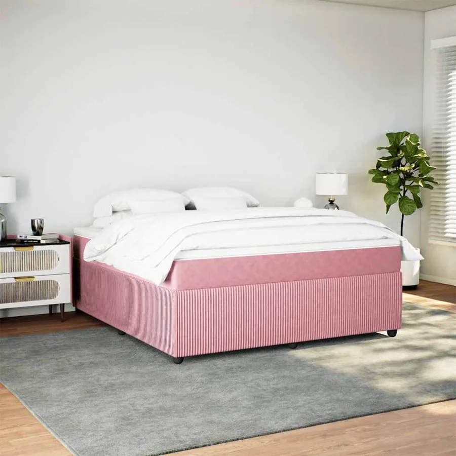 Sommier à lattes de lit avec matelas Rose 180x200 cm Velours - 3