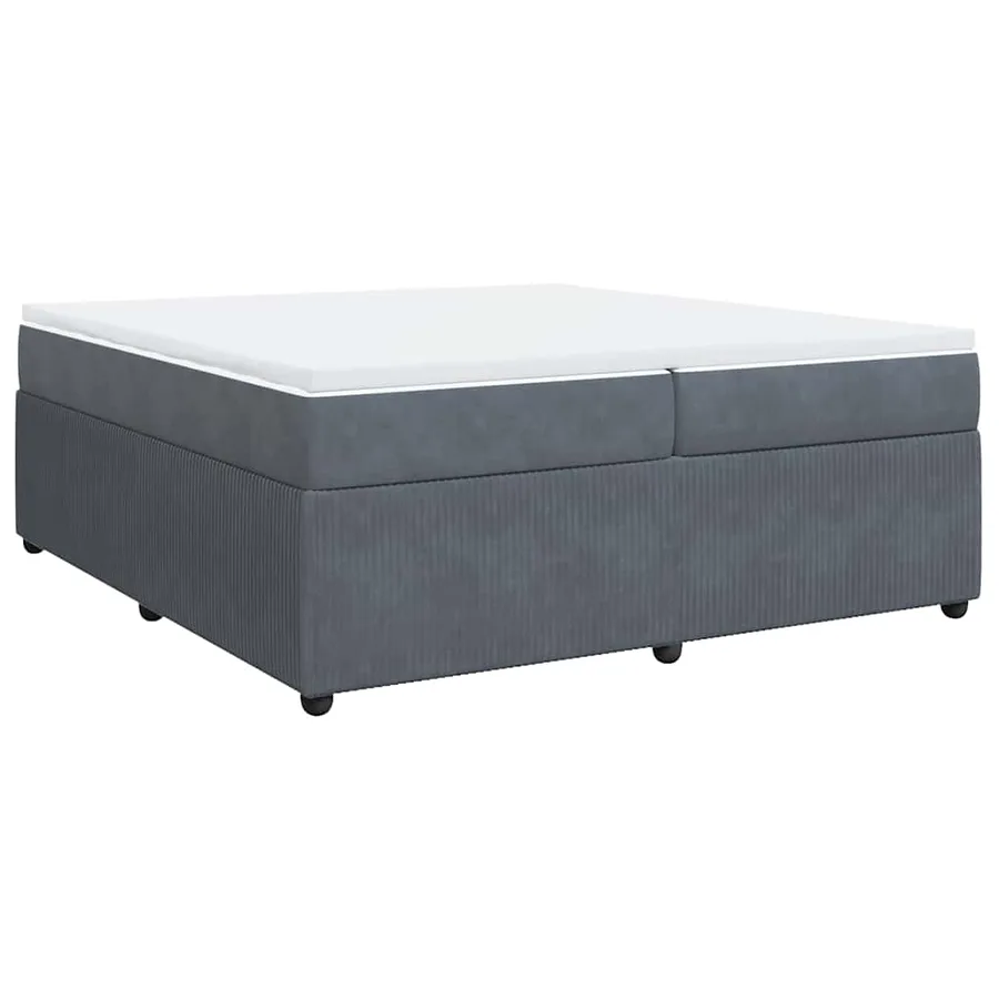 Sommier à lattes de lit et matelas Gris foncé 200x200cm Velours - 2