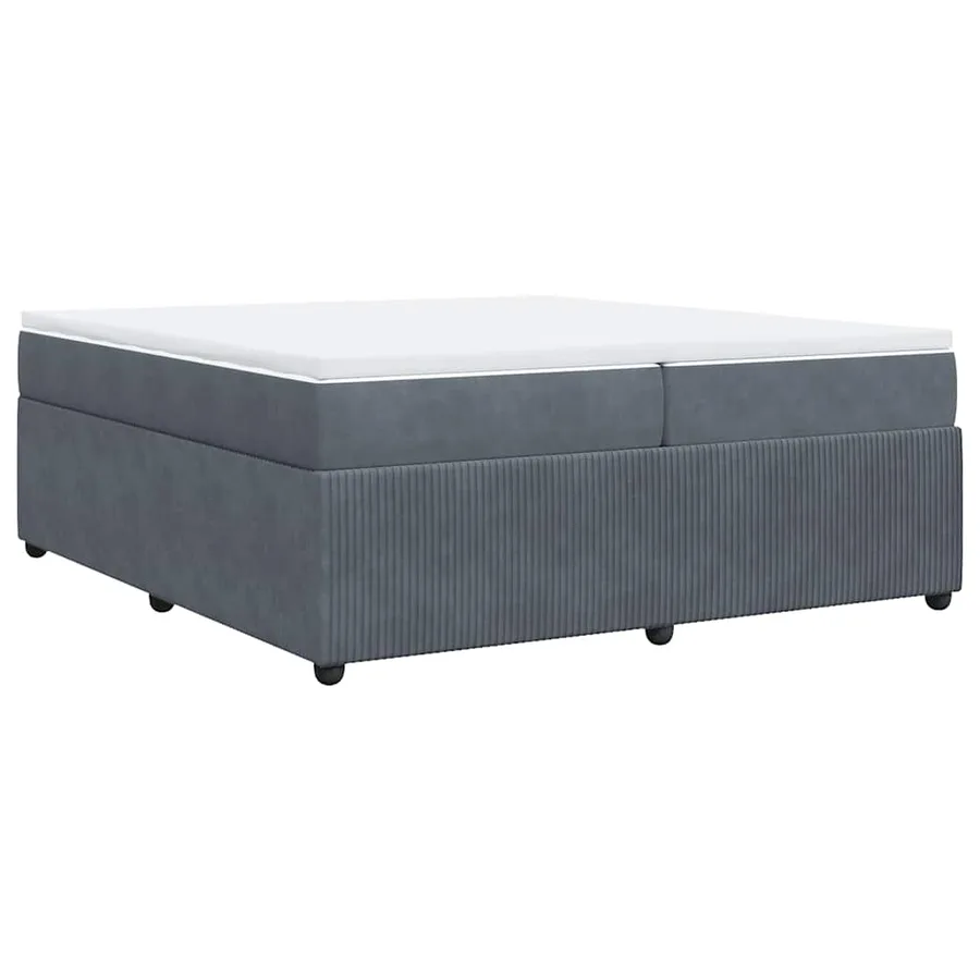 Sommier à lattes de lit et matelas Gris foncé 200x200cm Velours - 9