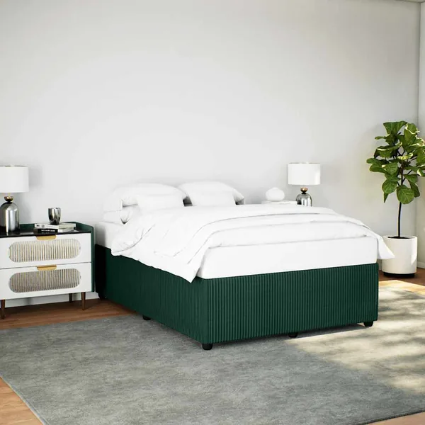 Cadre de lit sans matelas vert foncé 140x200 cm velours