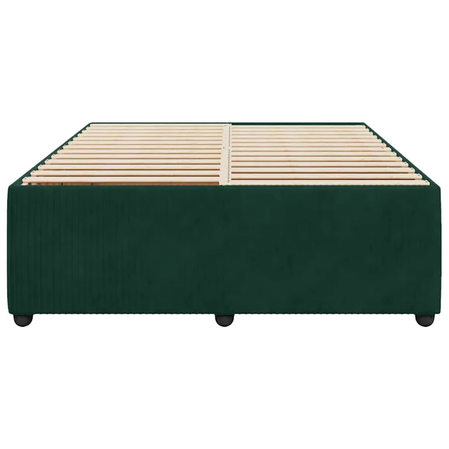 Cadre de lit sans matelas vert foncé 140x200 cm velours - 4