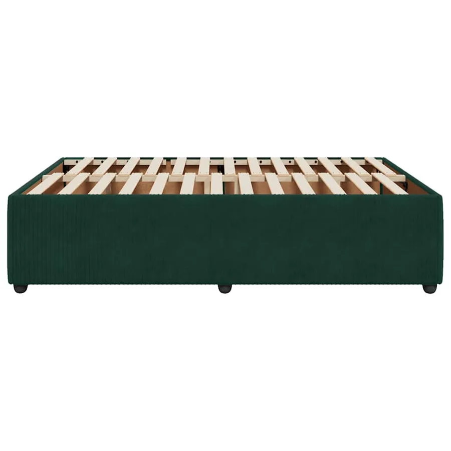 Cadre de lit sans matelas vert foncé 140x200 cm velours - 5