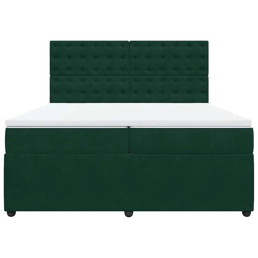 Sommier à lattes de lit et matelas Vert foncé 200x200cm Velours - 4