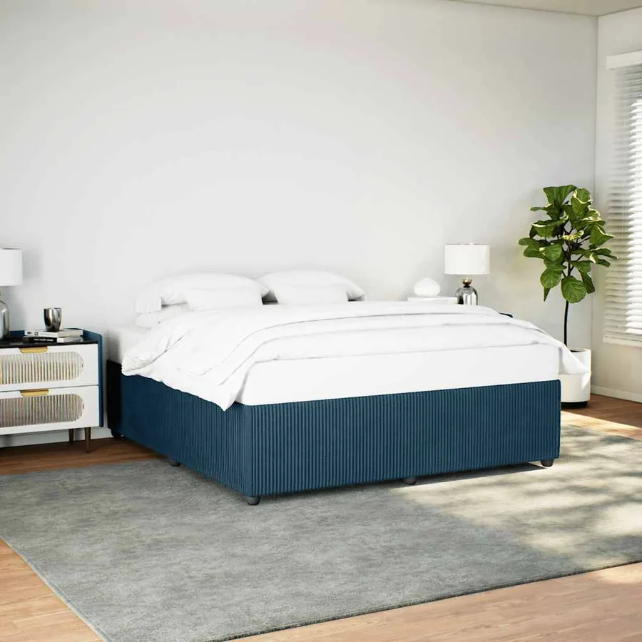 Cadre de lit sans matelas bleu 200x200 cm velours