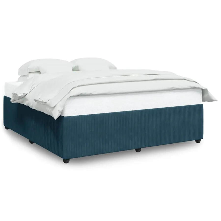 Cadre de lit sans matelas bleu 200x200 cm velours - 2