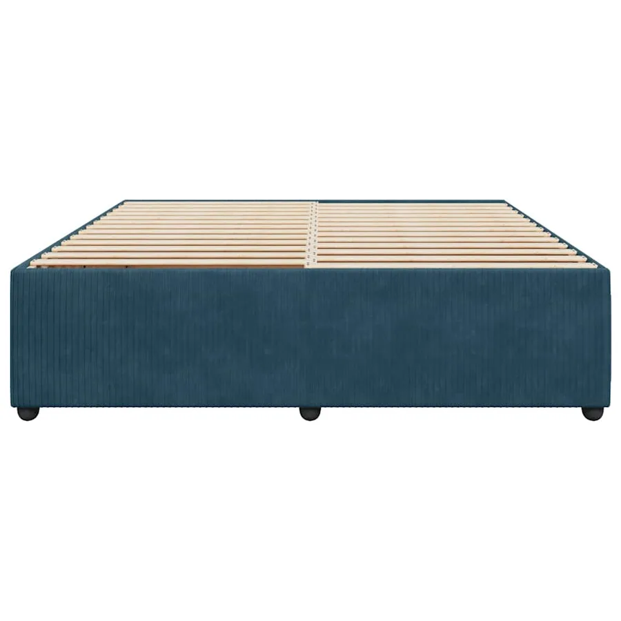 Cadre de lit sans matelas bleu 200x200 cm velours - 4