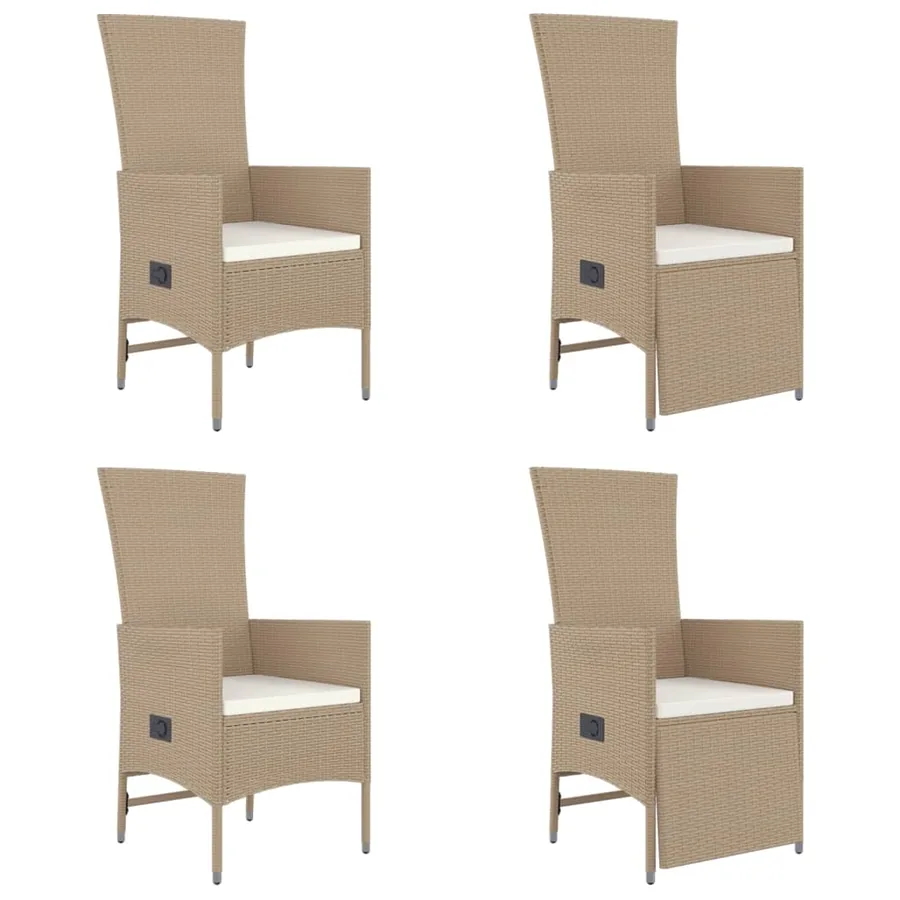 Ensemble à manger de jardin avec coussins 5pcs Beige poly rotin - 4