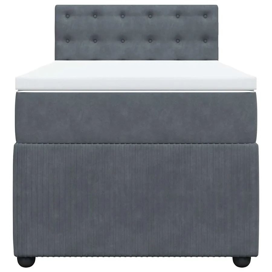 Sommier à lattes de lit et matelas Gris foncé 90x200 cm Velours - 4