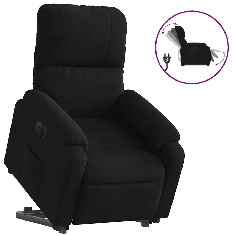 Fauteuil inclinable électrique noir tissu microfibre - 2