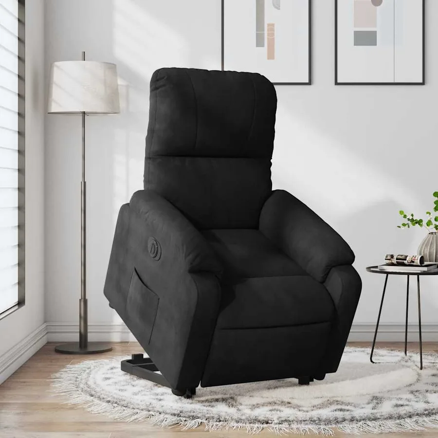 Fauteuil inclinable électrique noir tissu microfibre - 5