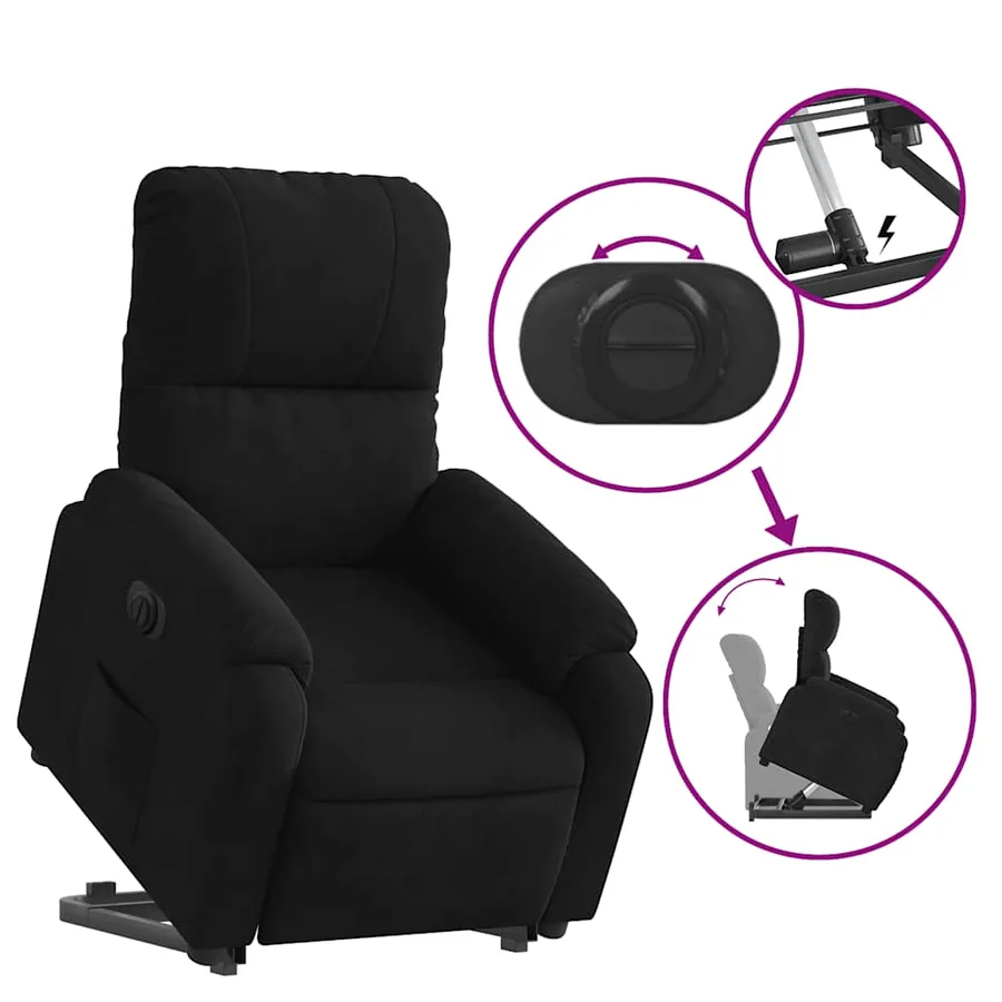 Fauteuil inclinable électrique noir tissu microfibre - 7