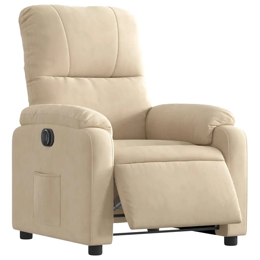 Fauteuil inclinable électrique crème tissu microfibre - 3