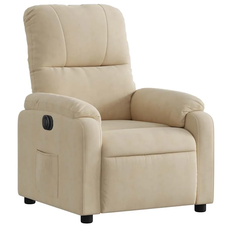 Fauteuil inclinable électrique crème tissu microfibre - 4