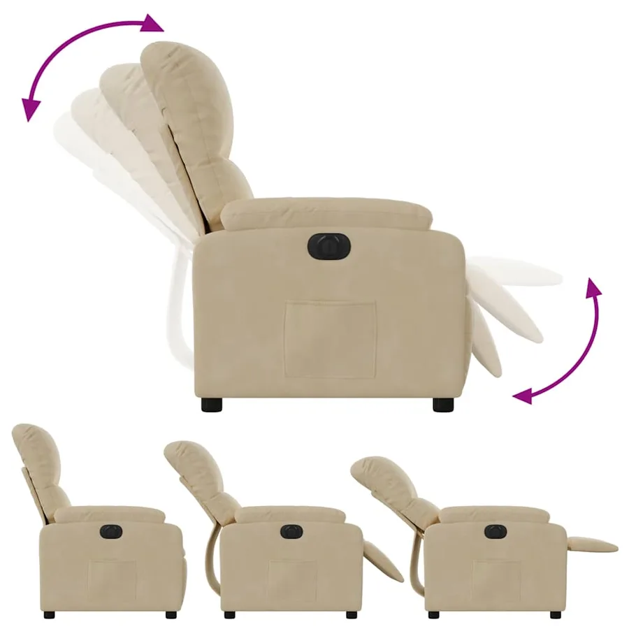 Fauteuil inclinable électrique crème tissu microfibre - 7