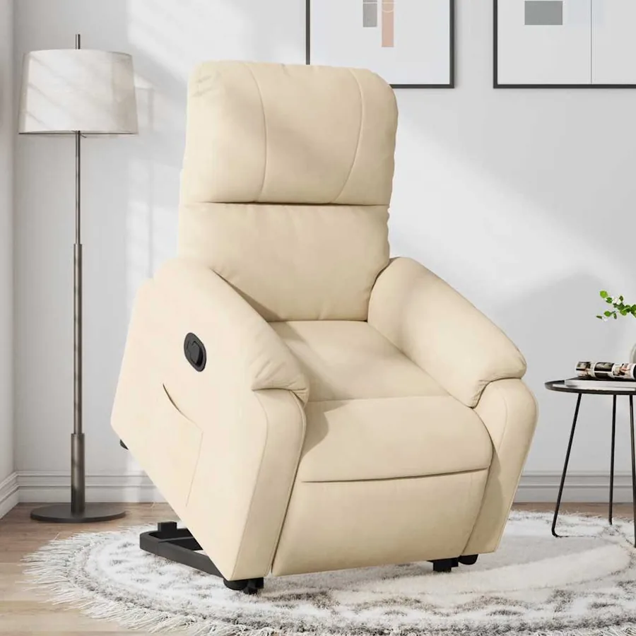 Fauteuil inclinable crème tissu microfibre