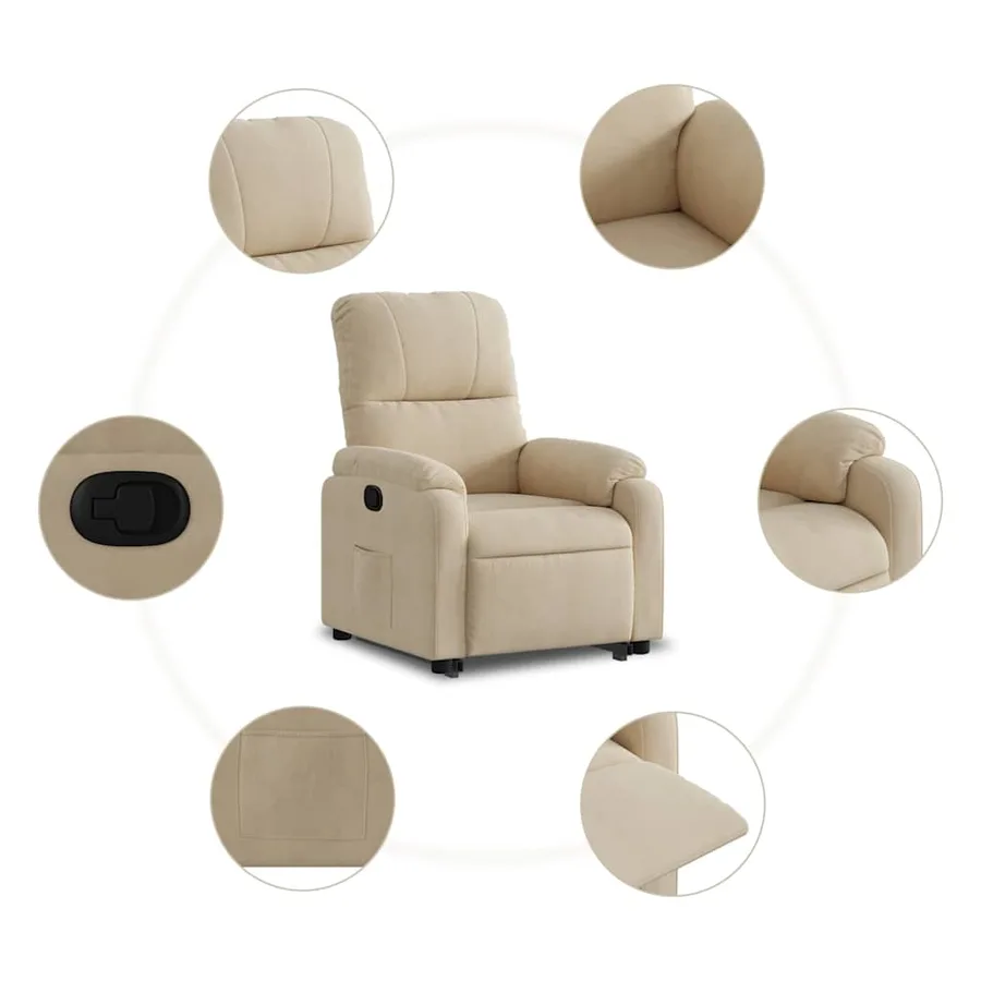 Fauteuil inclinable crème tissu microfibre - 11