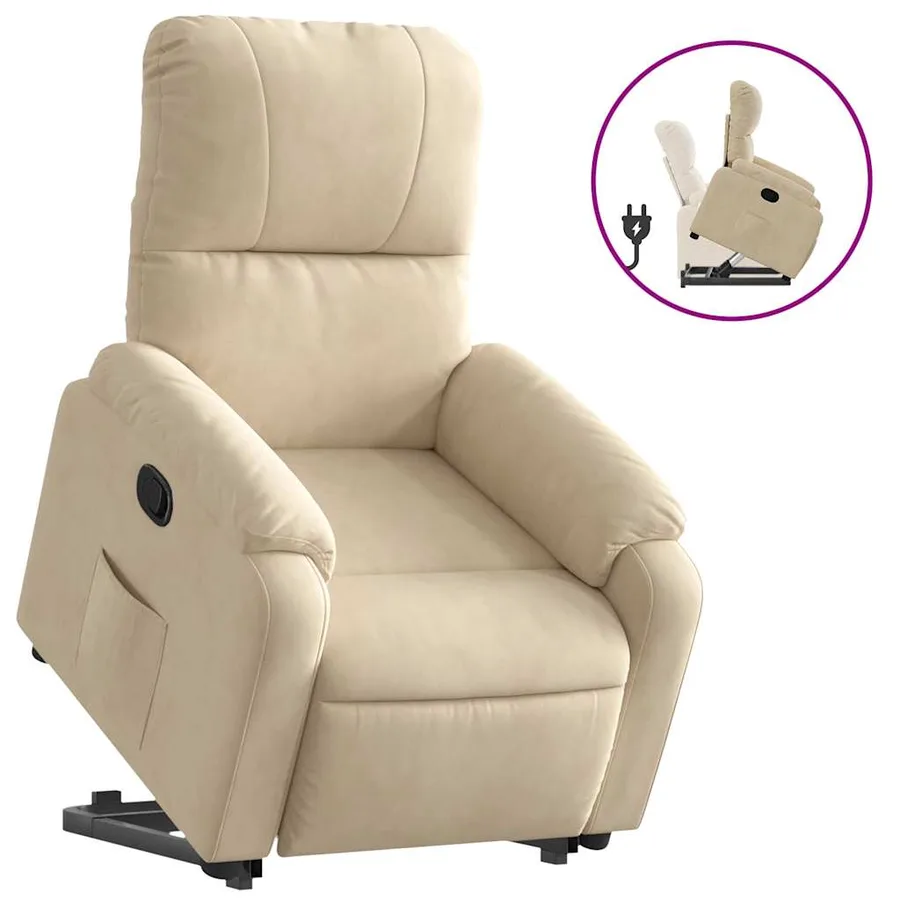Fauteuil inclinable crème tissu microfibre - 2
