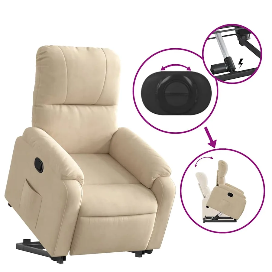 Fauteuil inclinable crème tissu microfibre - 6