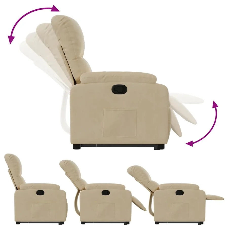 Fauteuil inclinable crème tissu microfibre - 7