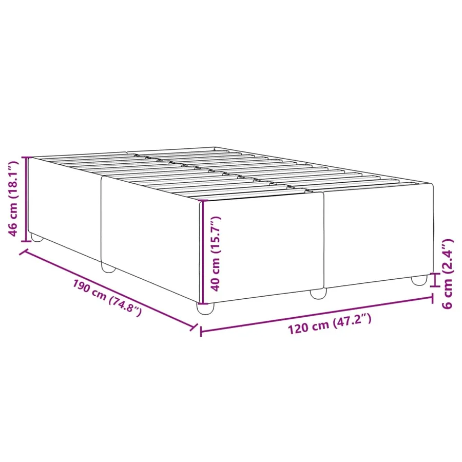 Cadre de lit sans matelas gris clair 120x190 cm tissu - 9