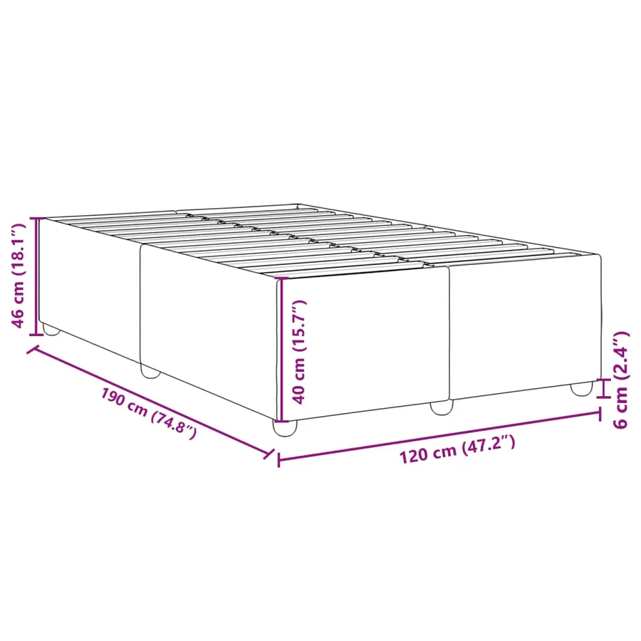 Cadre de lit sans matelas noir 120x190 cm tissu - 9